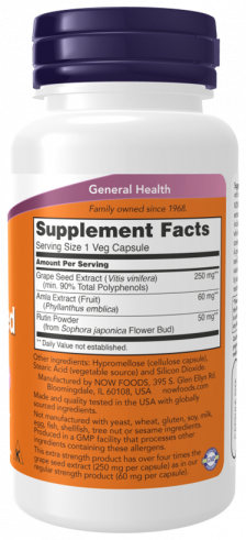 NOW Grape Seed 250 mg, 90 капсул