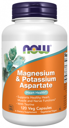 NOW Magnesium &amp; Potassium Aspartate, 120 капсул