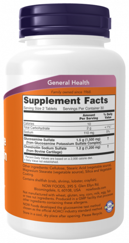 NOW Glucosamin &amp; Chondroitin, Глюкозамин с Хондроитином, 60 таблеток