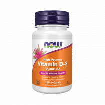 NOW High Potency Vitamin D-3 2000 IU, Высокоэффективный витамин Д-3 2000 МЕ, 120 капсул