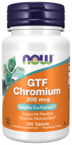 NOW GTF Chromium 200 mcg, Хром 200 мкг, 100 таблеток